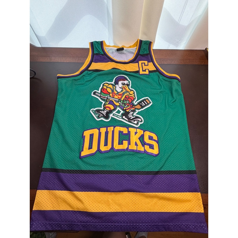 The Mighty Ducks Conway 96 Basketball Jersey Green Purple Yellow Mesh Medium